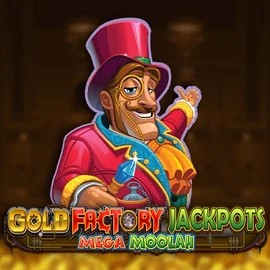 Gold Factory Jackpots Mega Moolah by Aurum Signature Studios, showcased at sevenbelgie.eu – game logo