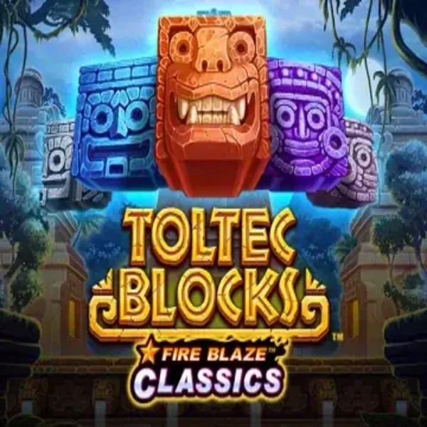 Fire Blaze: Toltec Blocks slot logo by Rarestone Gaming at Seven CasinoFire Blaze: Toltec Blocks